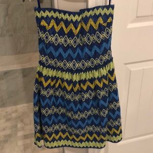 Strapless royal blue dress